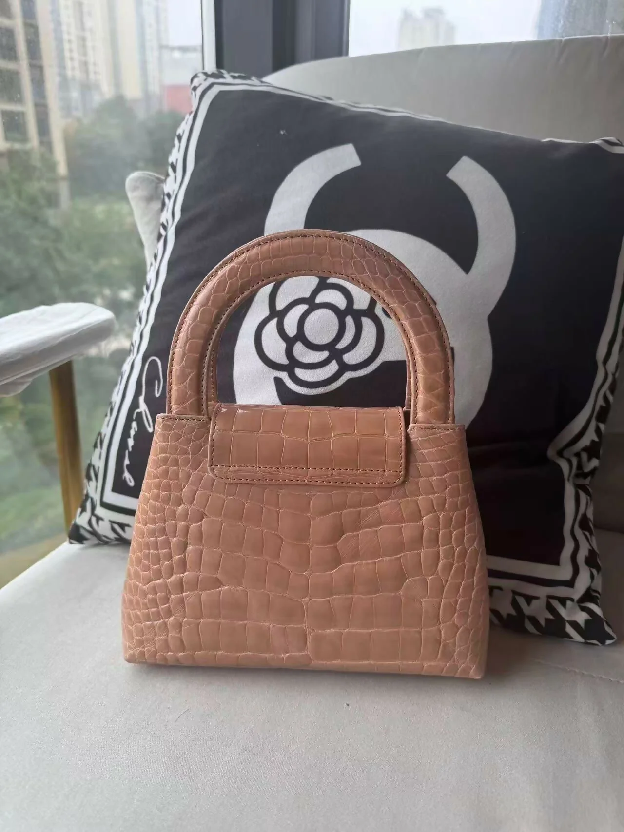 Chanel Vintage Mini Top Handle — Blush Crocodile - Image 2