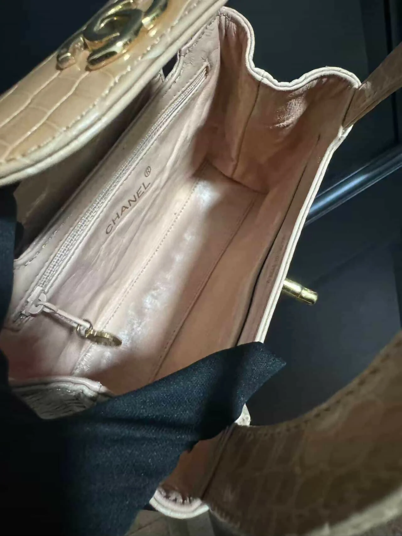 Chanel Vintage Mini Top Handle in Blush Crocodile (Series 2) - Image 7