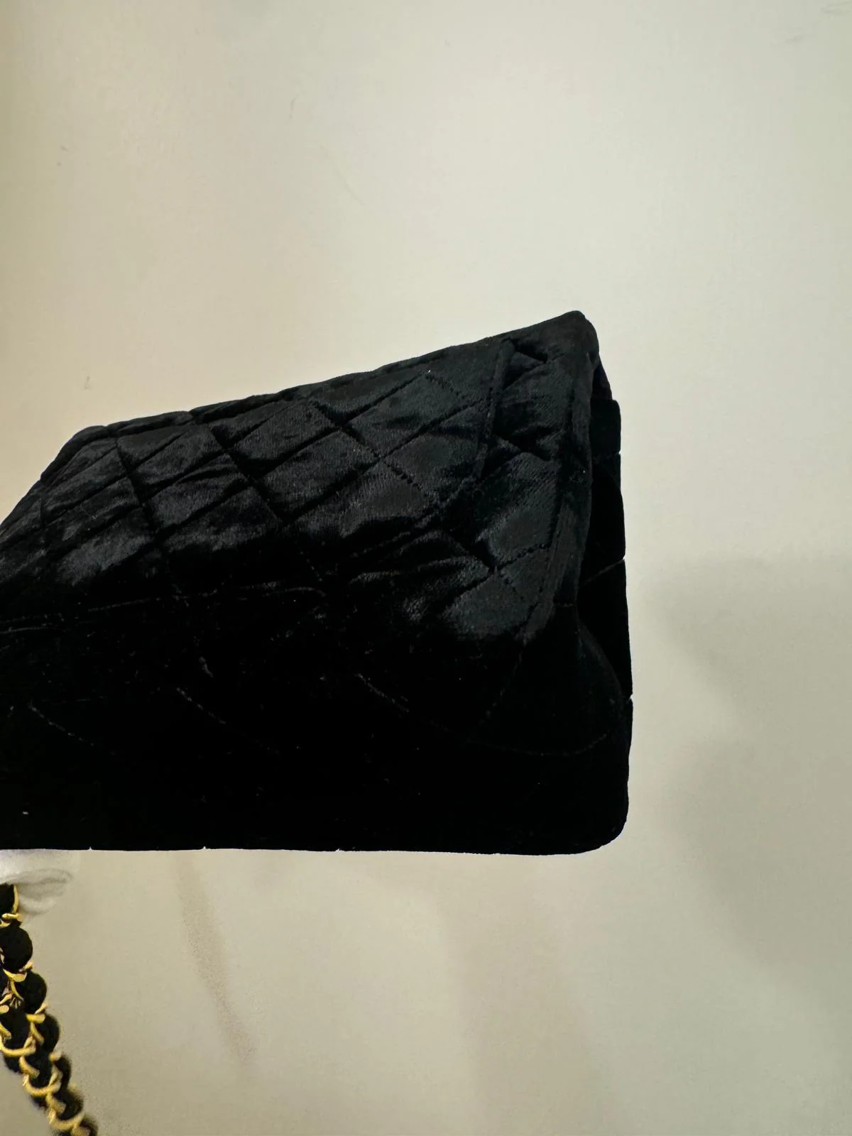 Chanel Vintage Mini Velvet Flap bag Black gold hardware - Image 3