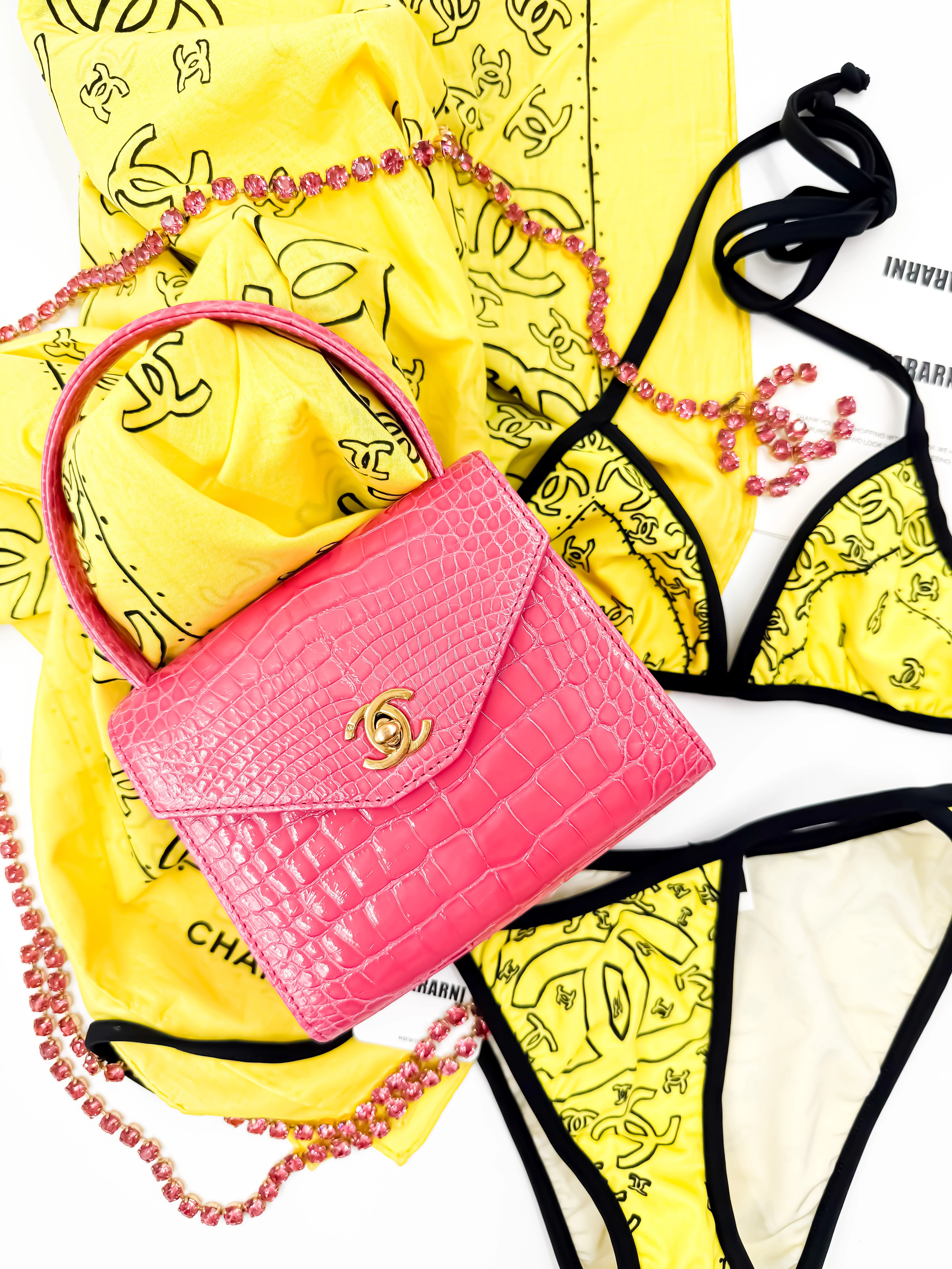 Chanel Vintage Pink Crocodile Mini Top-Handle — Collector’s Edition - Image 3