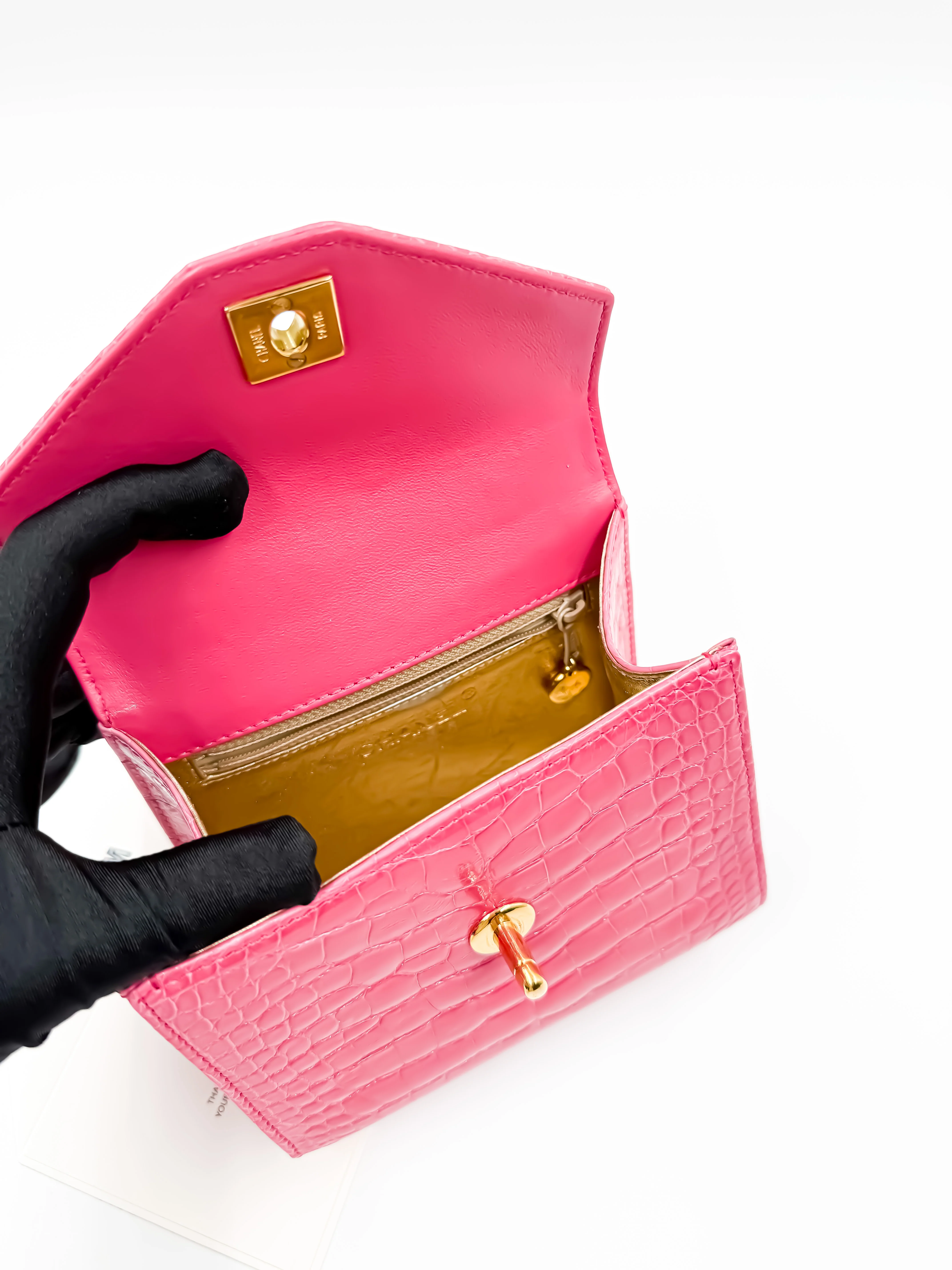 Chanel Vintage Pink Crocodile Mini Top-Handle — Collector’s Edition - Image 6