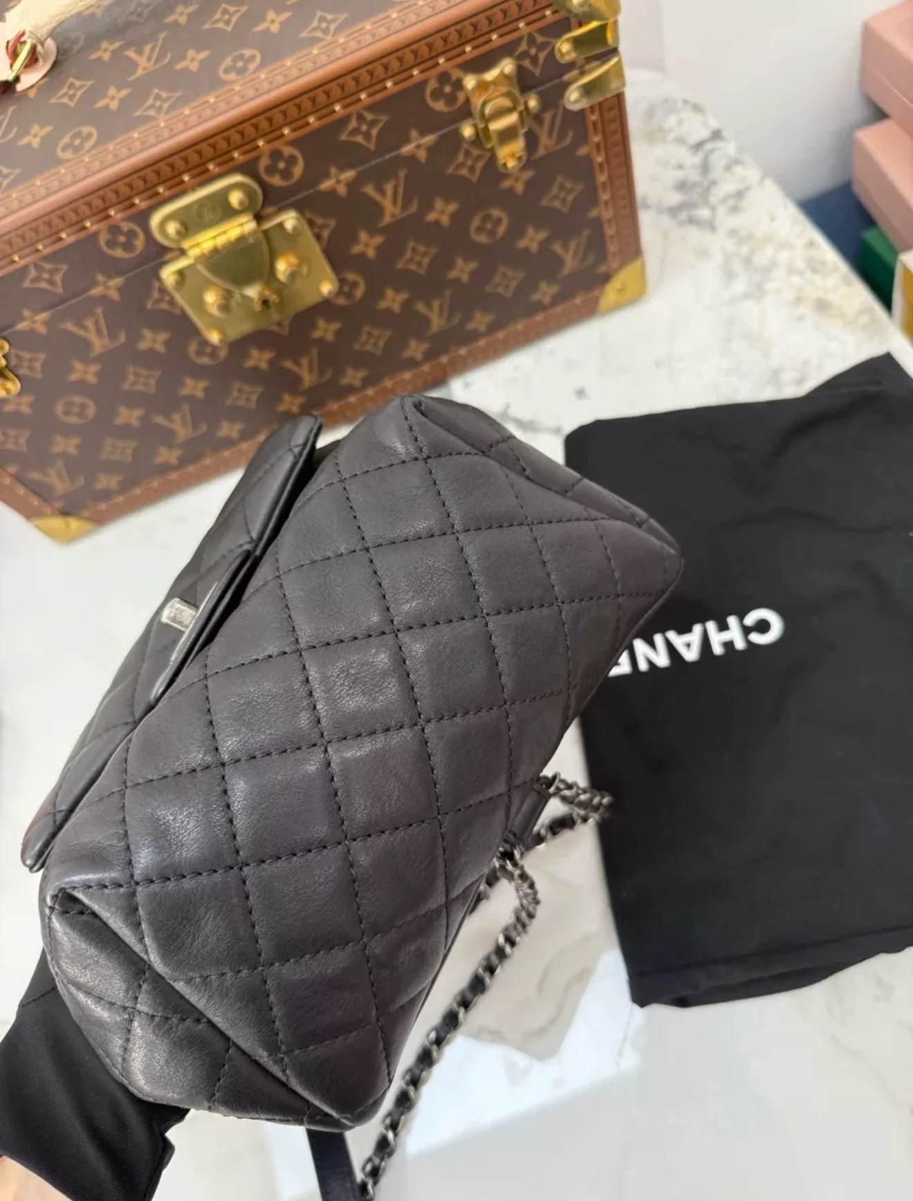 Chanel Vintage black leather Silver hardware backpack - Image 5