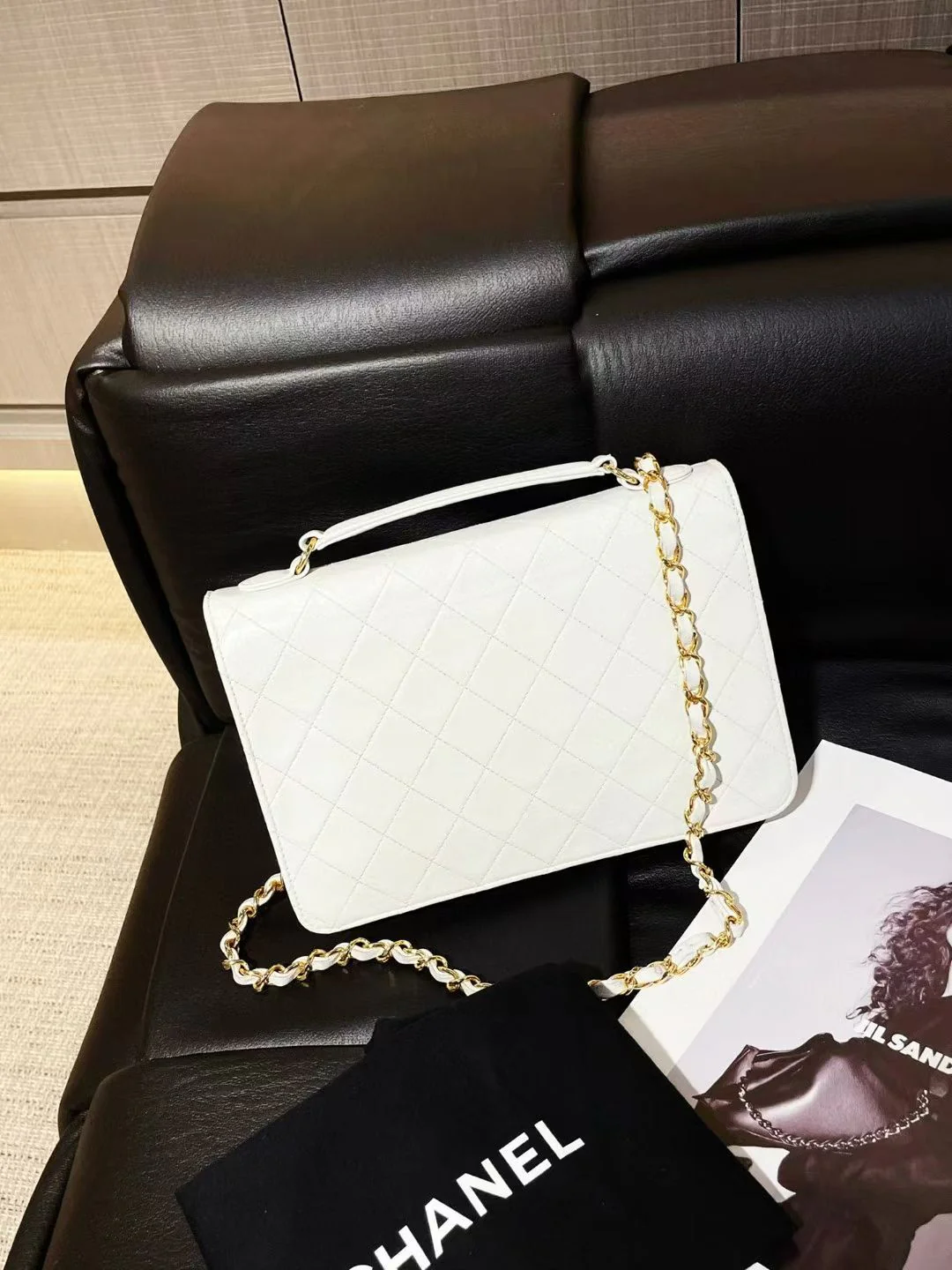Chanel Vintage Timeless Classic CC Double Turn Lock Bag White - Image 7
