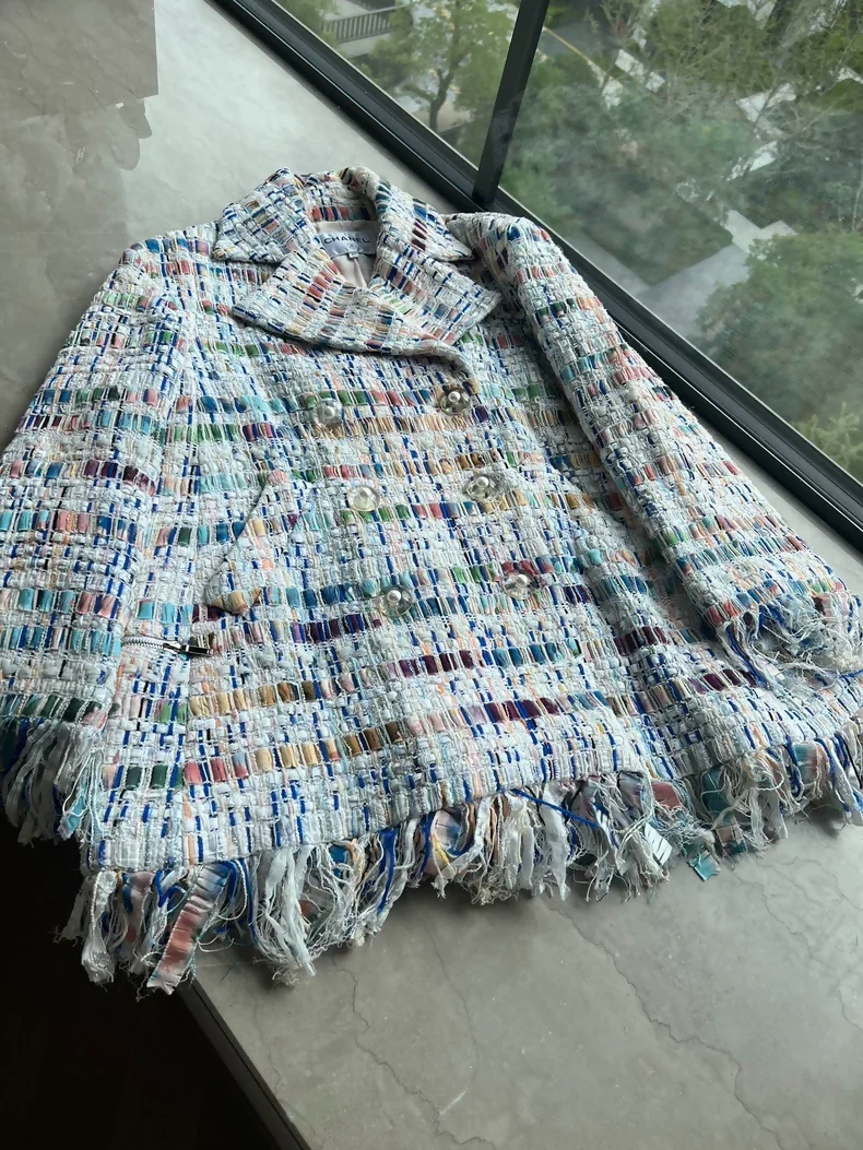 Chanel 2018 multicolor fringed coat