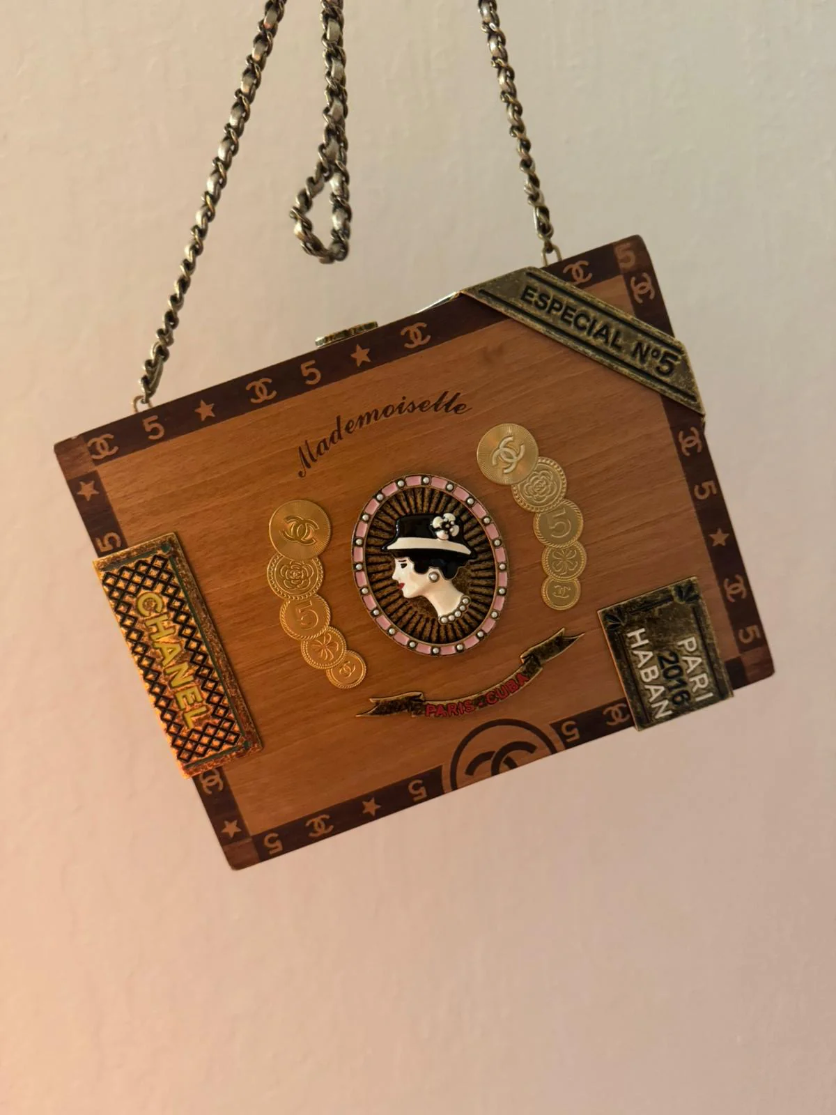 CHANEL Wood Havana By Night Cigar Box Minaudiere Brown