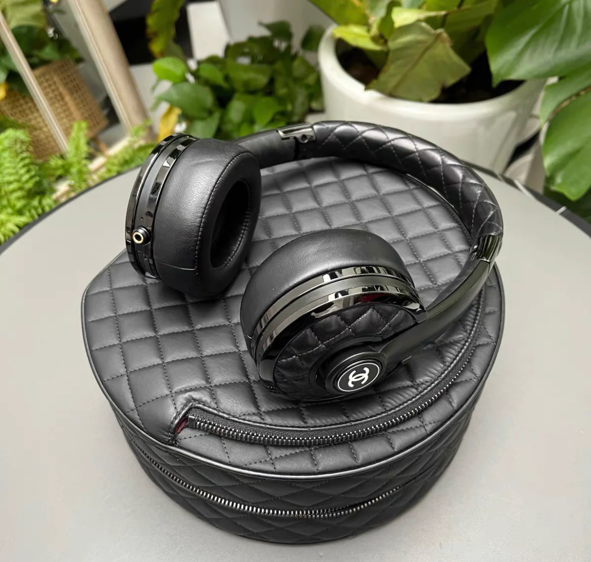 Chanel x Monster Black Quilted Headphones with Case - Image 5
