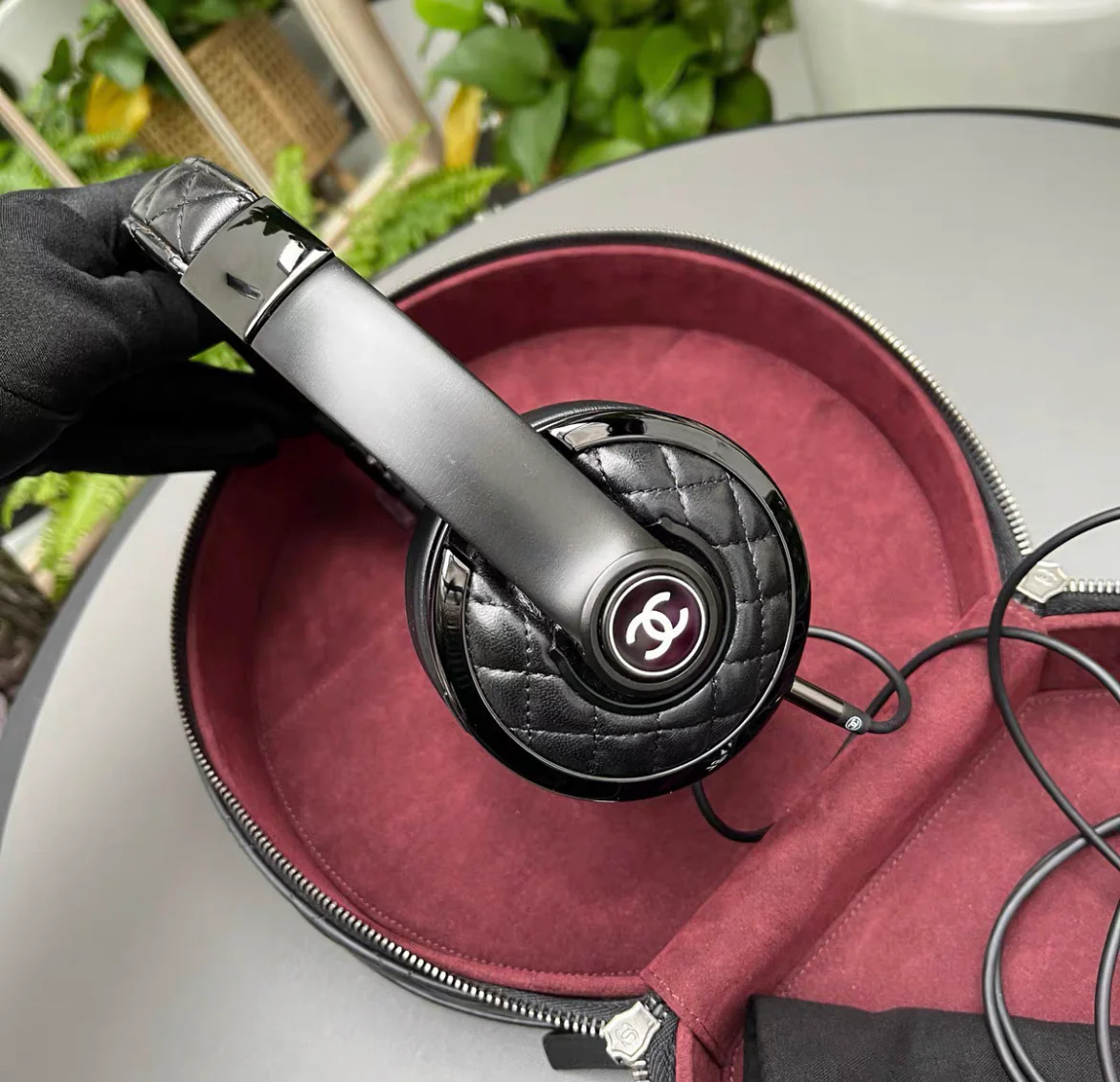 Chanel x Monster Black Quilted Headphones with Case - Image 7