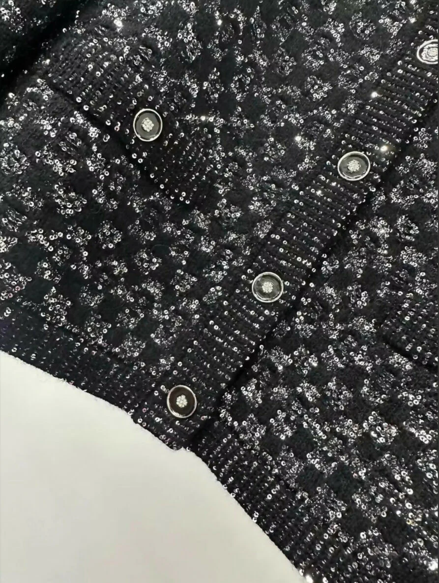 Chanel 23B black sequin cardigan - Image 2