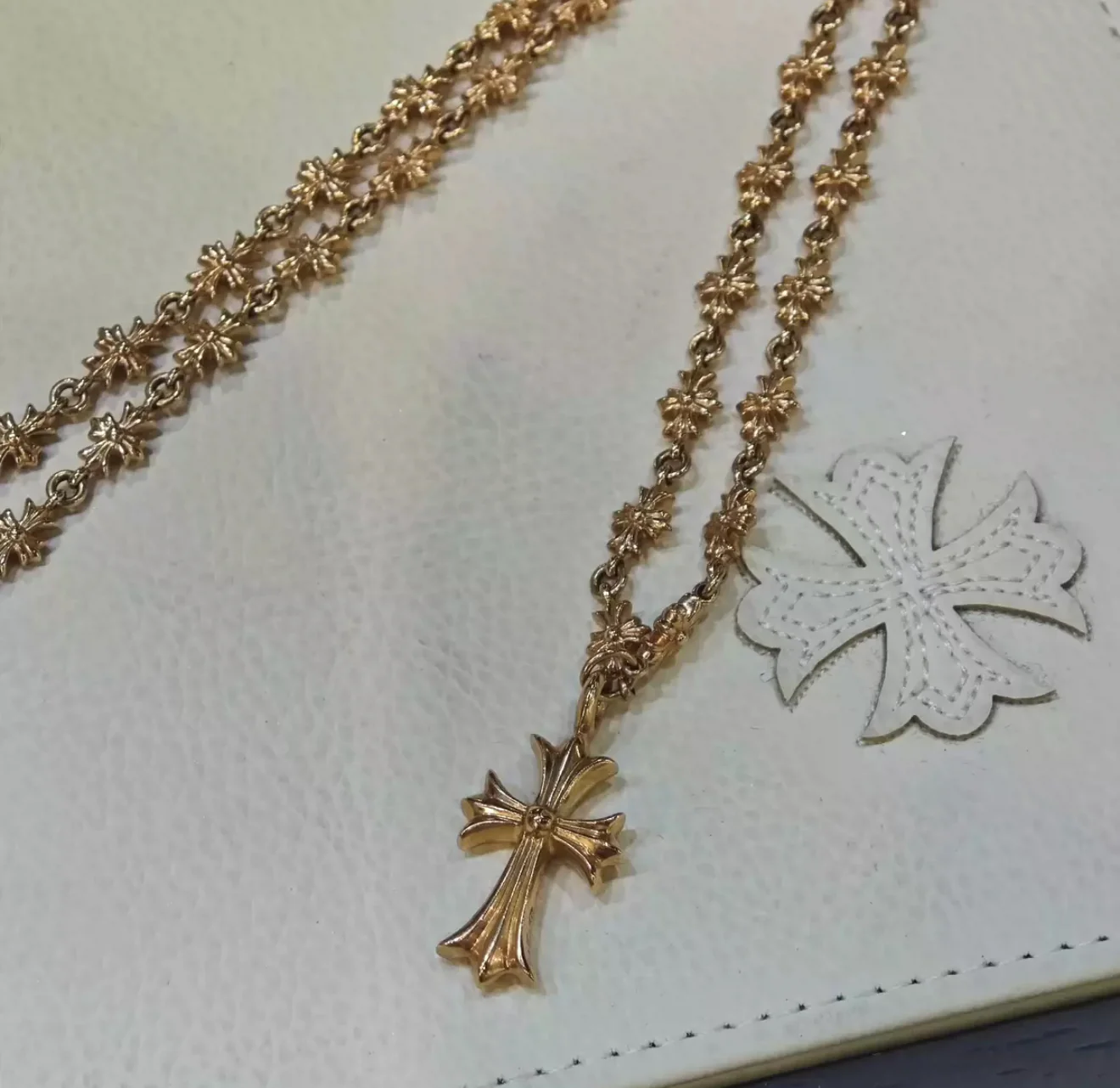 Chrome Hearts 22K Diamond Cross Pendant Necklace - Image 3
