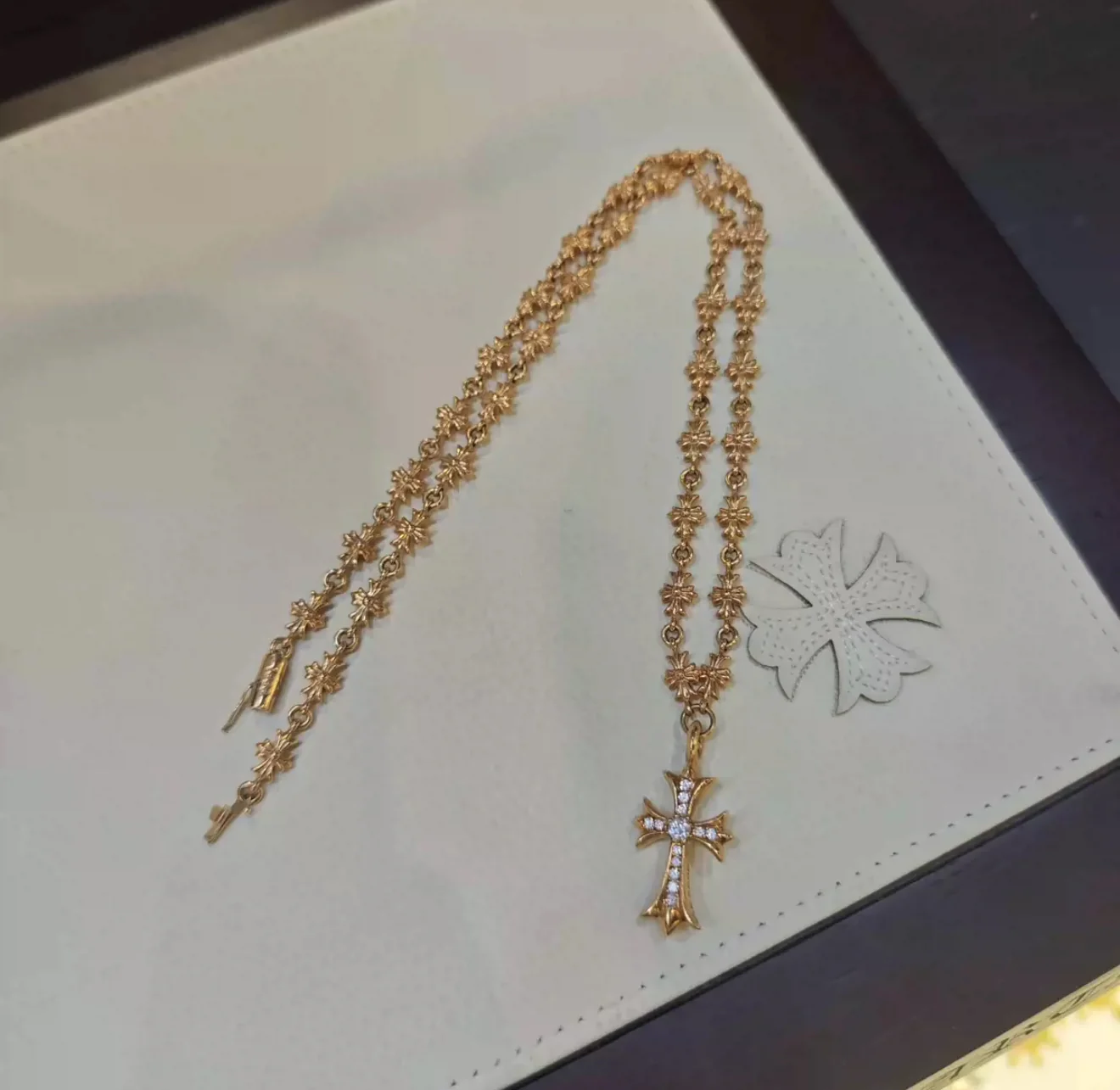 Chrome Hearts 22K Diamond Cross Pendant Necklace - Image 4