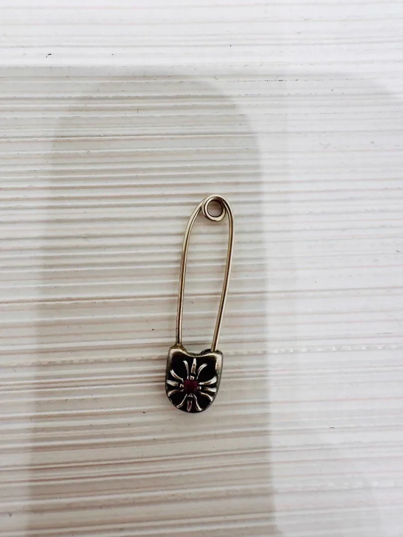 Chrome Hearts 925 Sterling Silver Brooch/Earrings/Pink Diamond