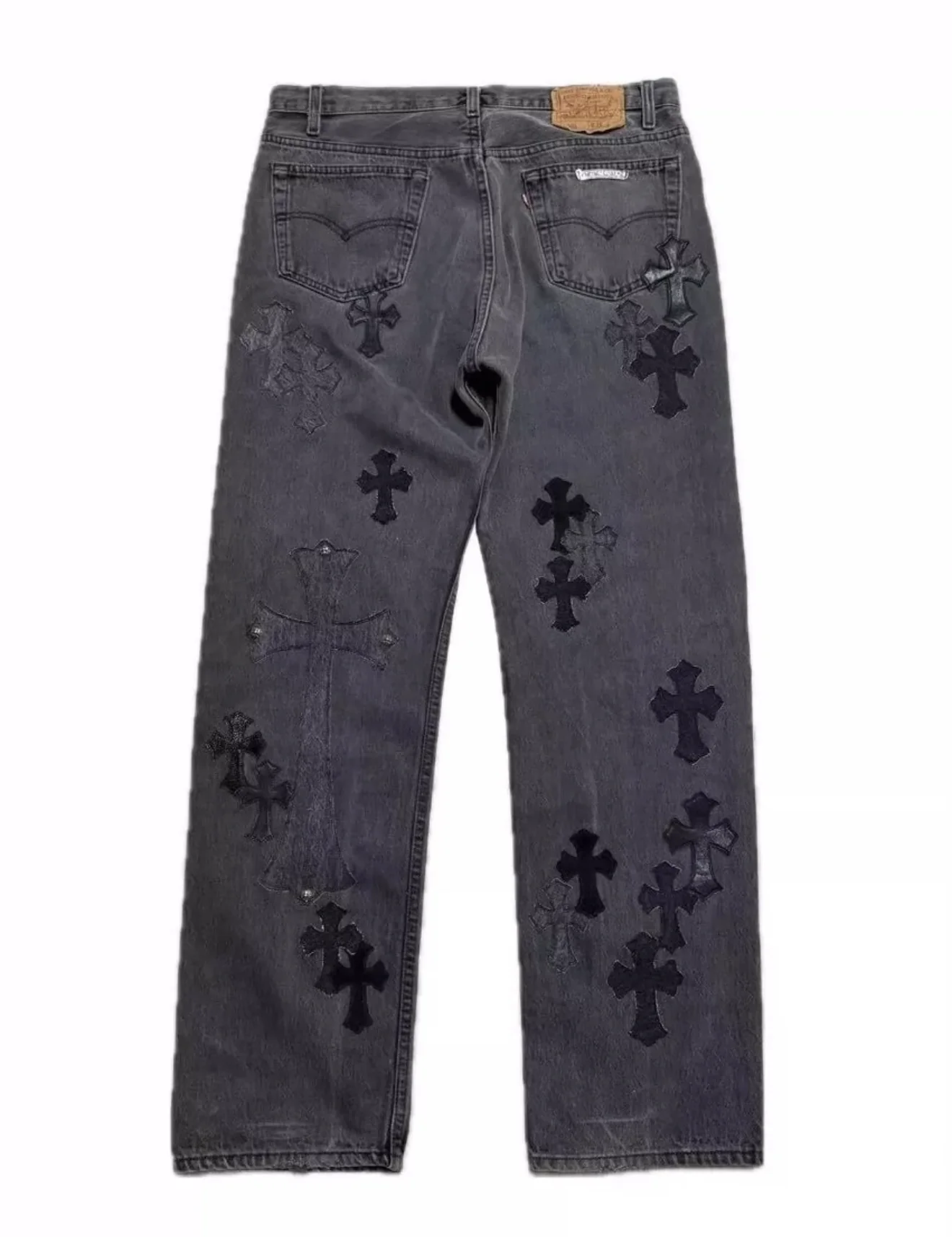 Chrome Hearts Black Denim Overpatched Vintage Jeans - Image 2