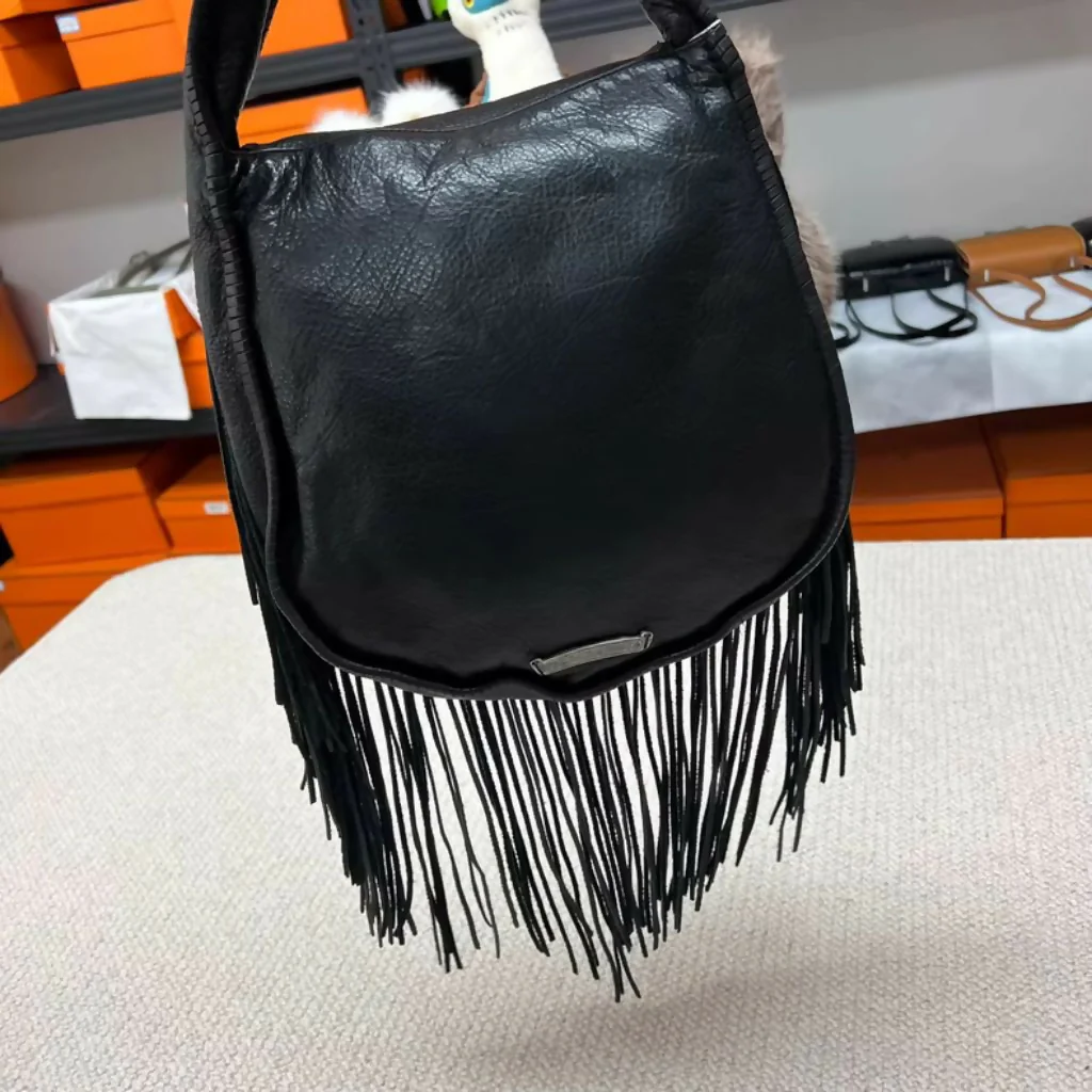Chrome Hearts Black leather Fringe Bag - Image 2