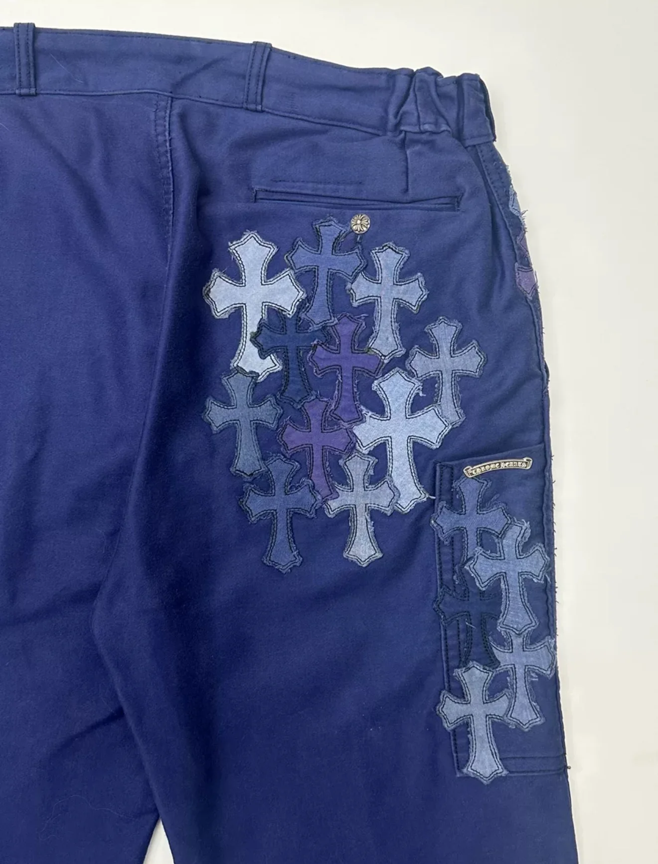 Chrome hearts blue pant French work denim cross patch - Image 3