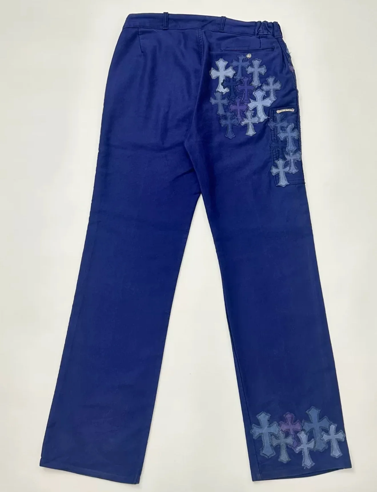 Chrome hearts blue pant French work denim cross patch - Image 4
