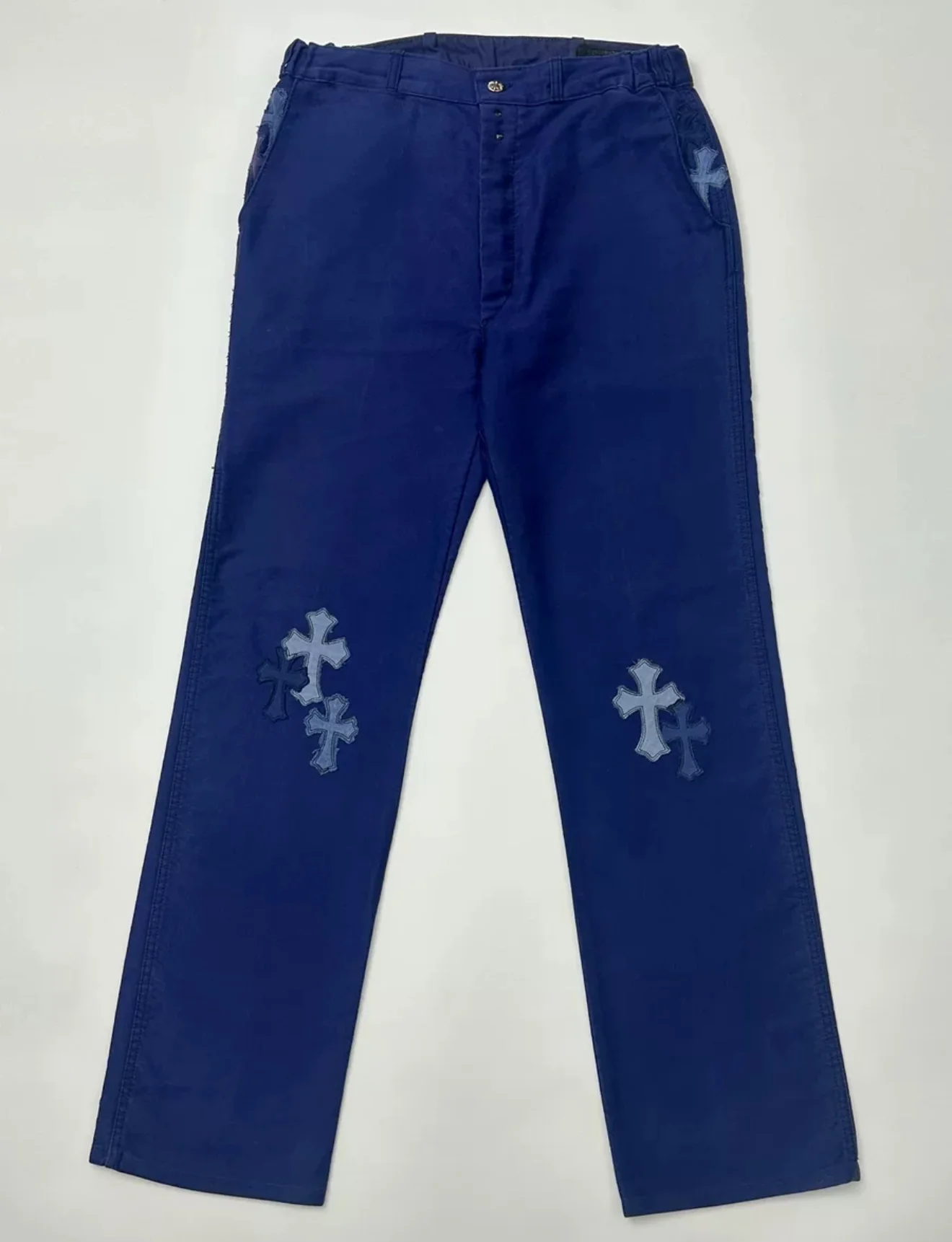 Chrome hearts blue pant French work denim cross patch - Image 5