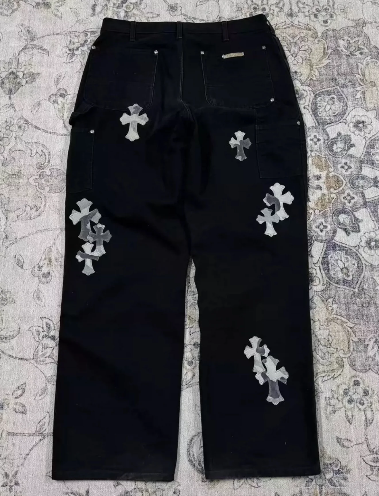 Chrome Hearts Carhartt Black Sex Records Camo Cross Patch Carpenter Pants - Image 2