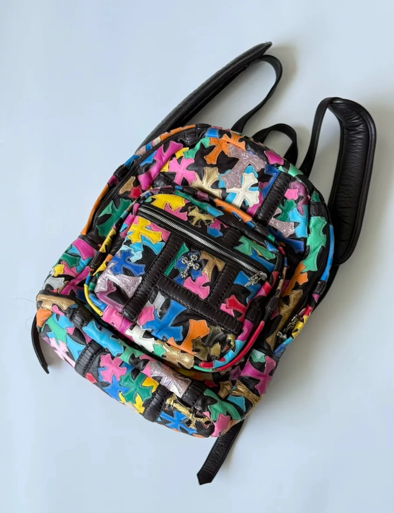 Chrome Hearts Multicolor Cross Leather Patch Backpack