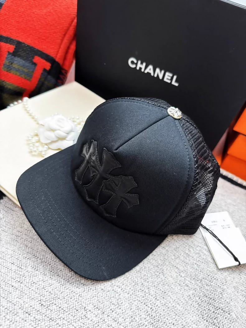 Chrome Hearts new cross-patterned leather baseball cap with phantom cross mesh - Image 3