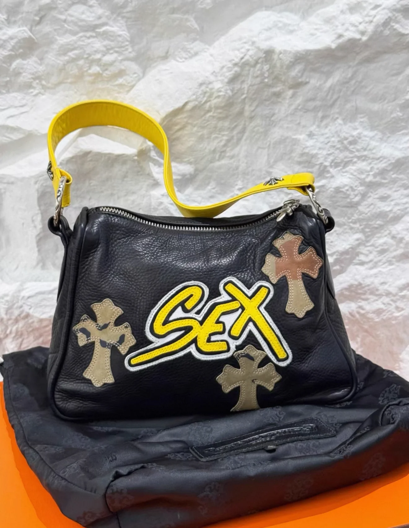 Chrome Hearts Sex Records Leather shoulder bag