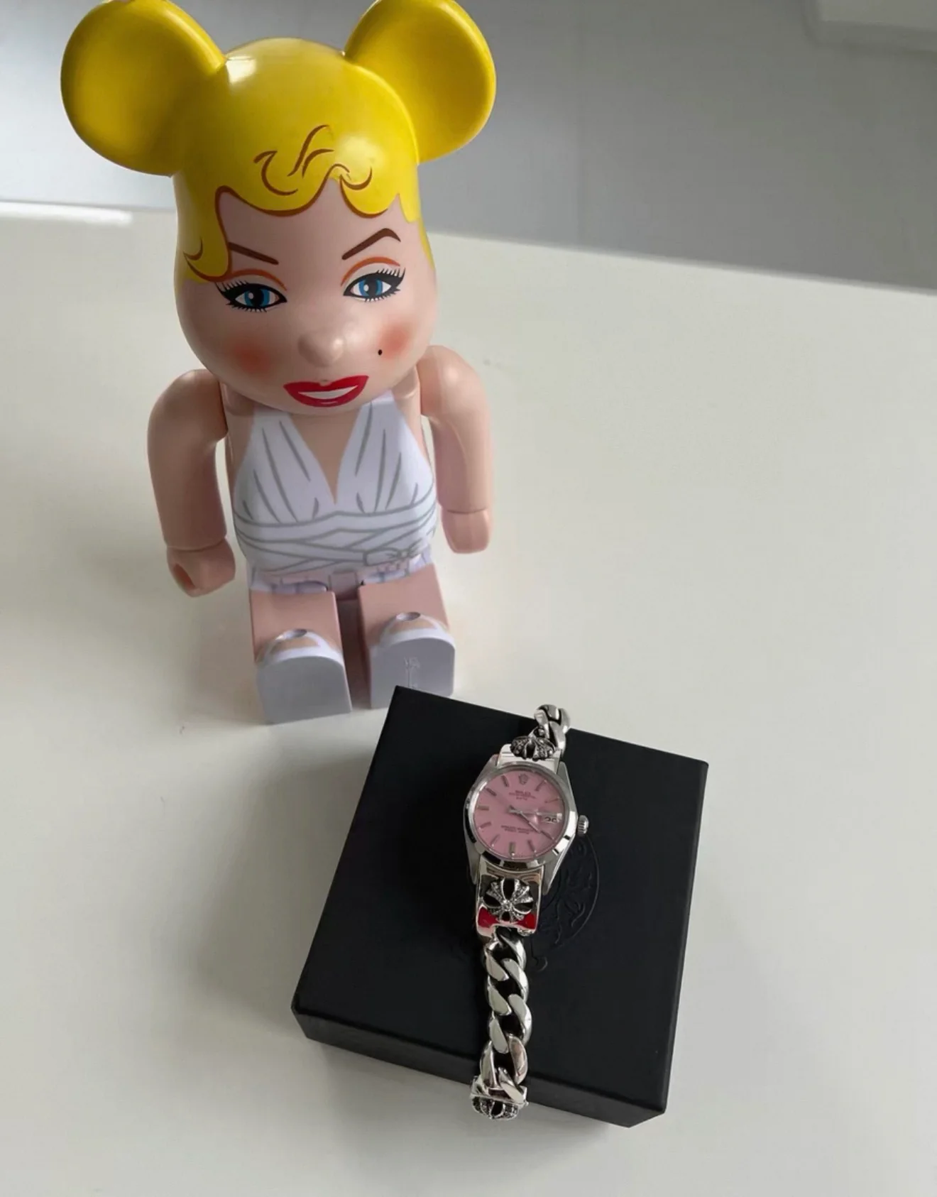 Chromes Hearts Pink Silver Rolex Watch - Image 2