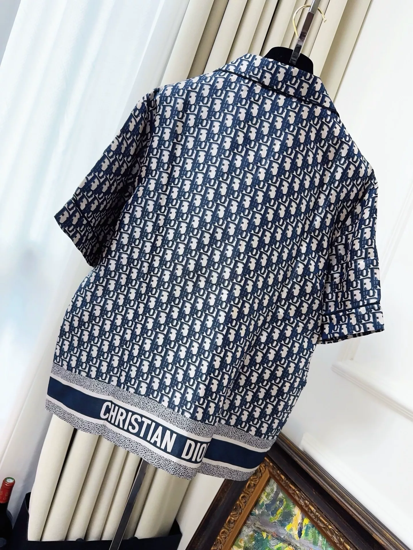 Dior classic blue monogram full-print logo shirt - Image 2