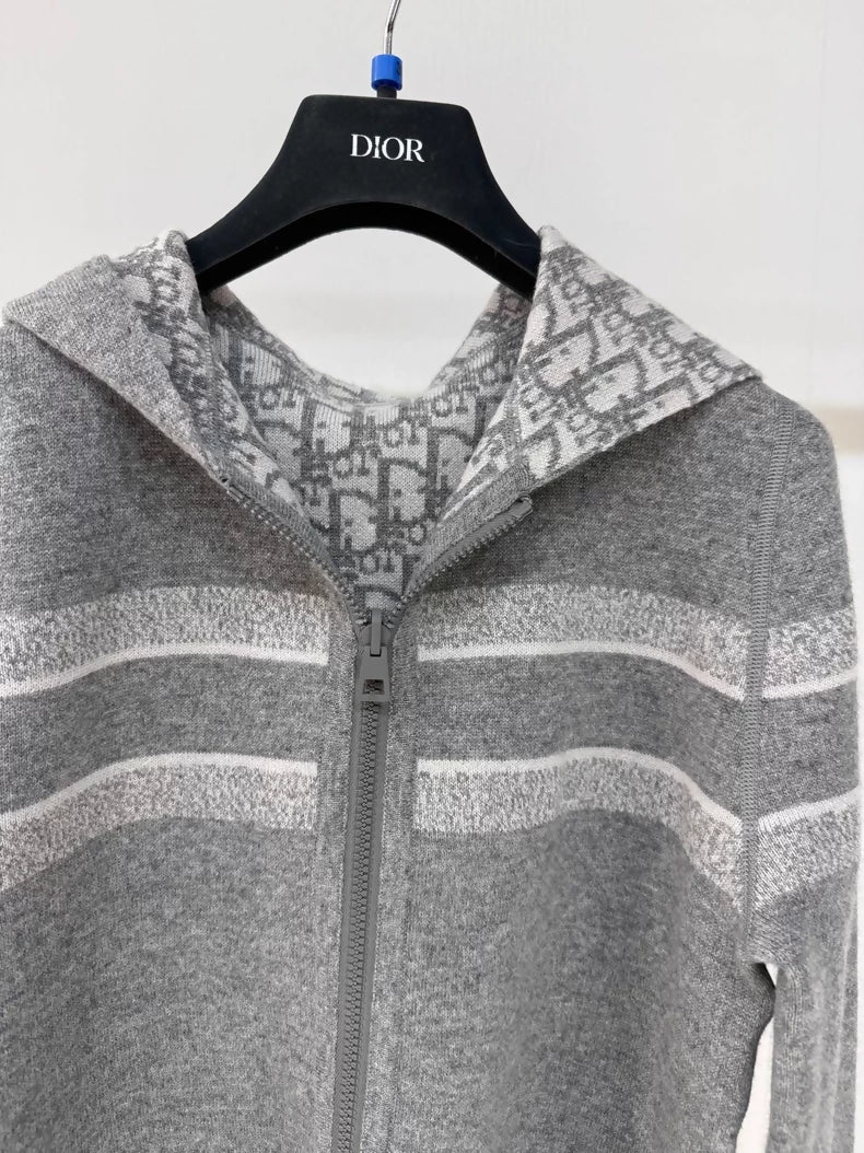 Dior grey double-faced cashmere logo cardigan - Image 2