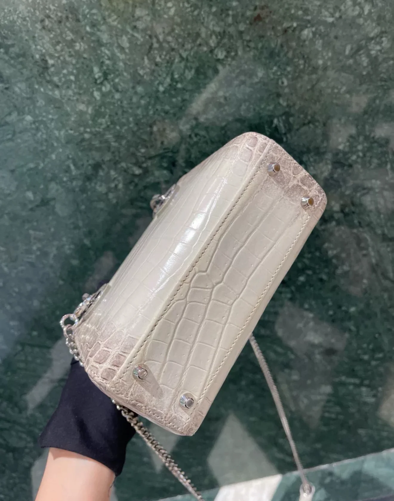 CHRISTIAN DIOR MINI LADY DIOR IN WHITE HIMALAYAN CROCODILE LEATHER & DIAMONDS - Image 4
