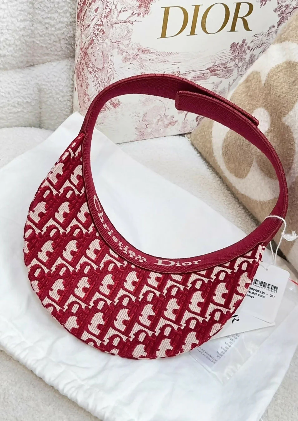 CHRISTIAN DIOR Oblique Embroidered D-Smash Visor Red - Image 3