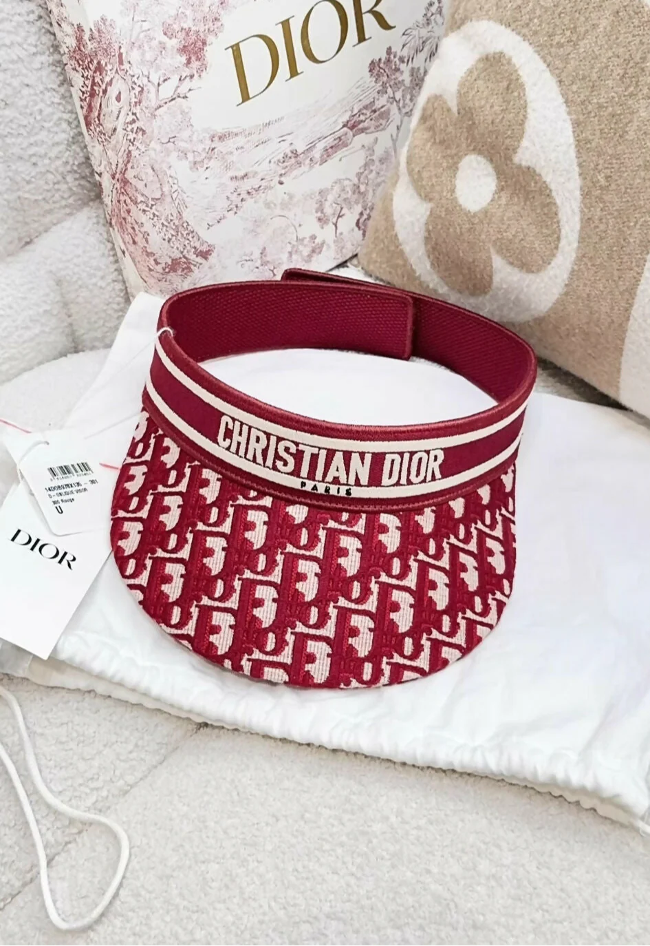 CHRISTIAN DIOR Oblique Embroidered D-Smash Visor Red - Image 4