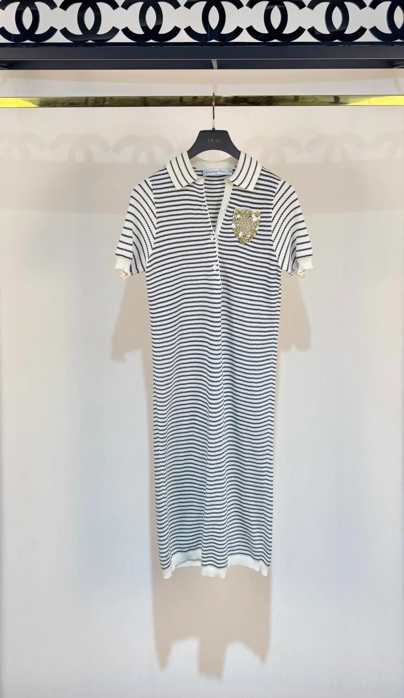 Dior black and white striped dress