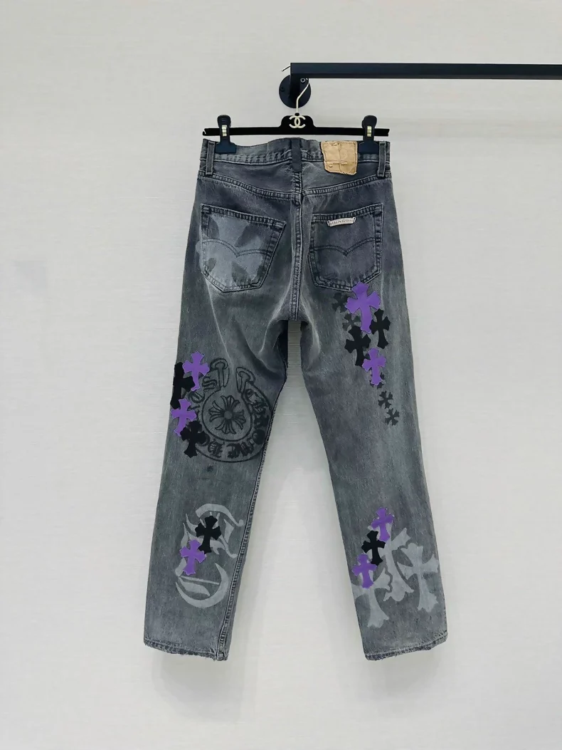 Chrome Hearts jeans purple and black/grey graffiti print - Image 2
