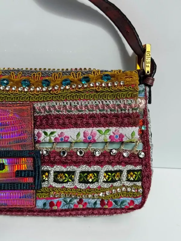 Fendi 2016 Rare Embellished Mixed Media Baguette Bag - Image 3
