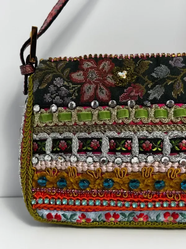 Fendi 2016 Rare Embellished Mixed Media Baguette Bag - Image 5