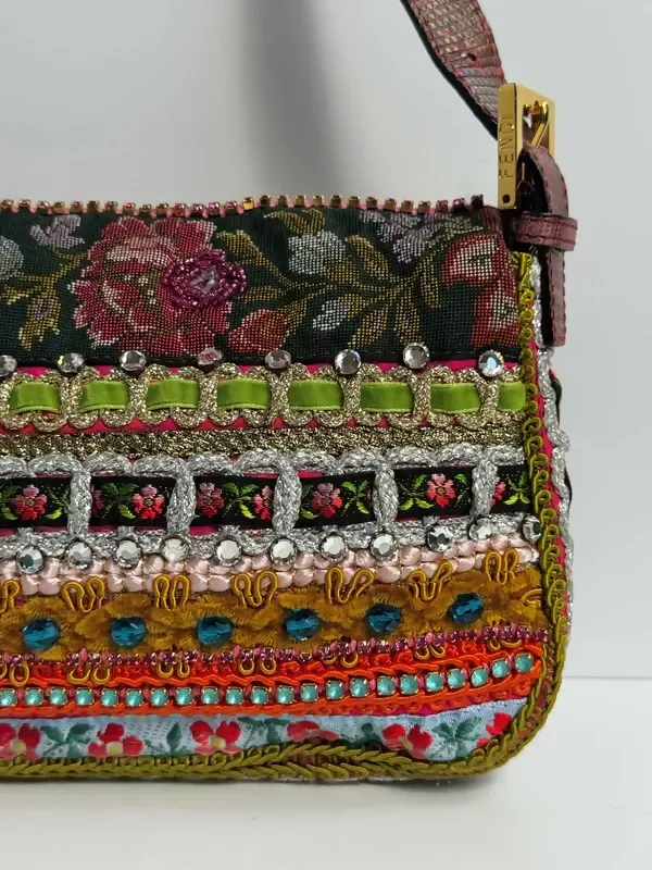 Fendi 2016 Rare Embellished Mixed Media Baguette Bag - Image 6