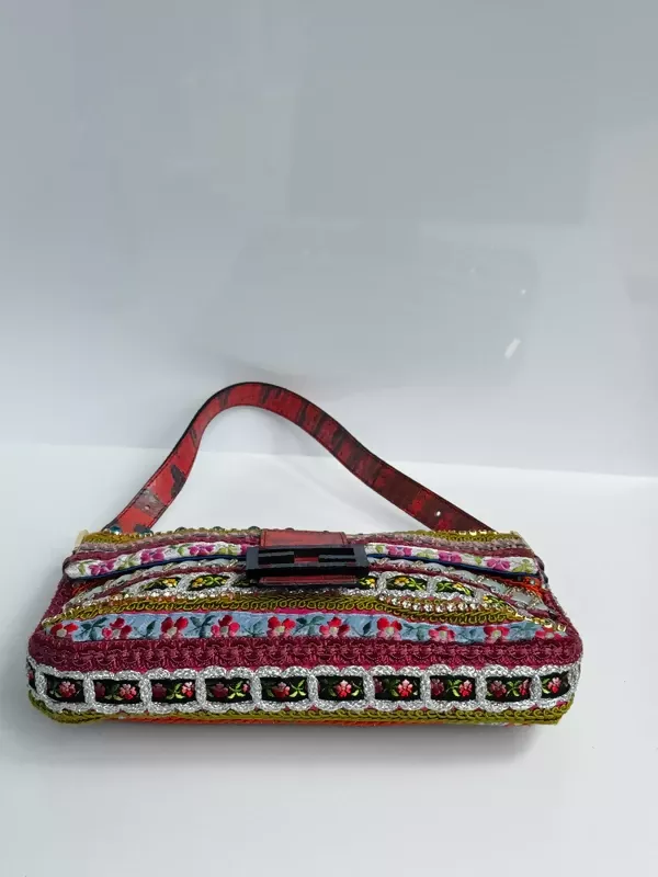 Fendi 2016 Rare Embellished Mixed Media Baguette Bag - Image 7