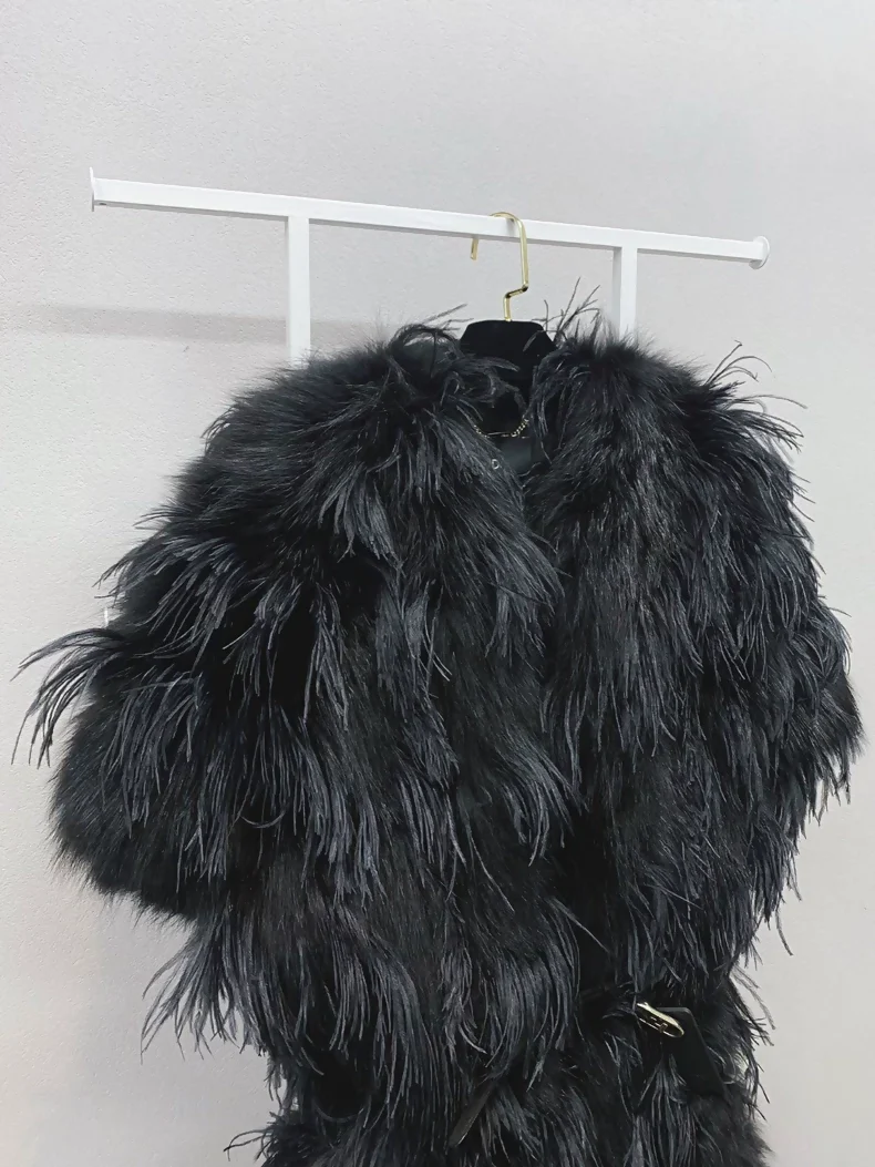FENDI black fur coat with feather - Image 3