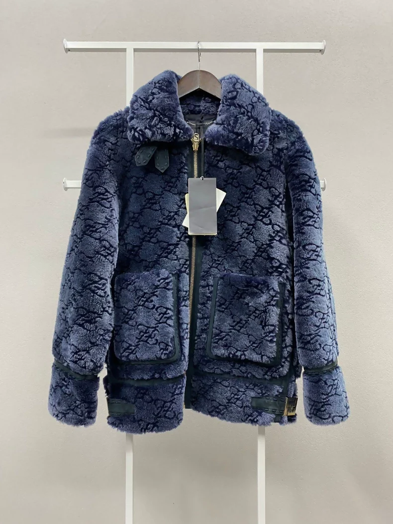 FENDI dark blue fur coat