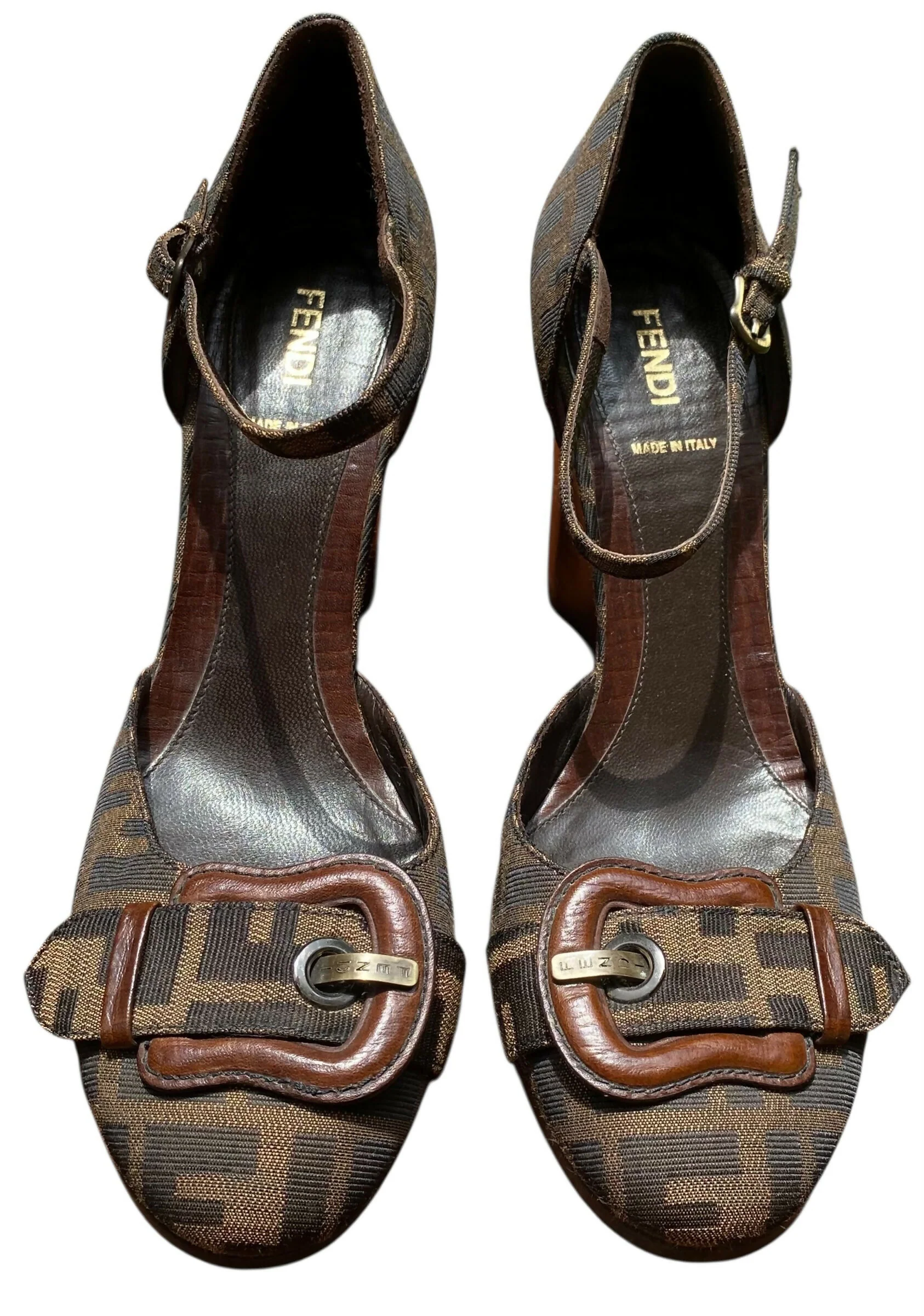 Fendi Zucca FF Logo Canvas D'Orsay Pumps Size 40 - Image 2