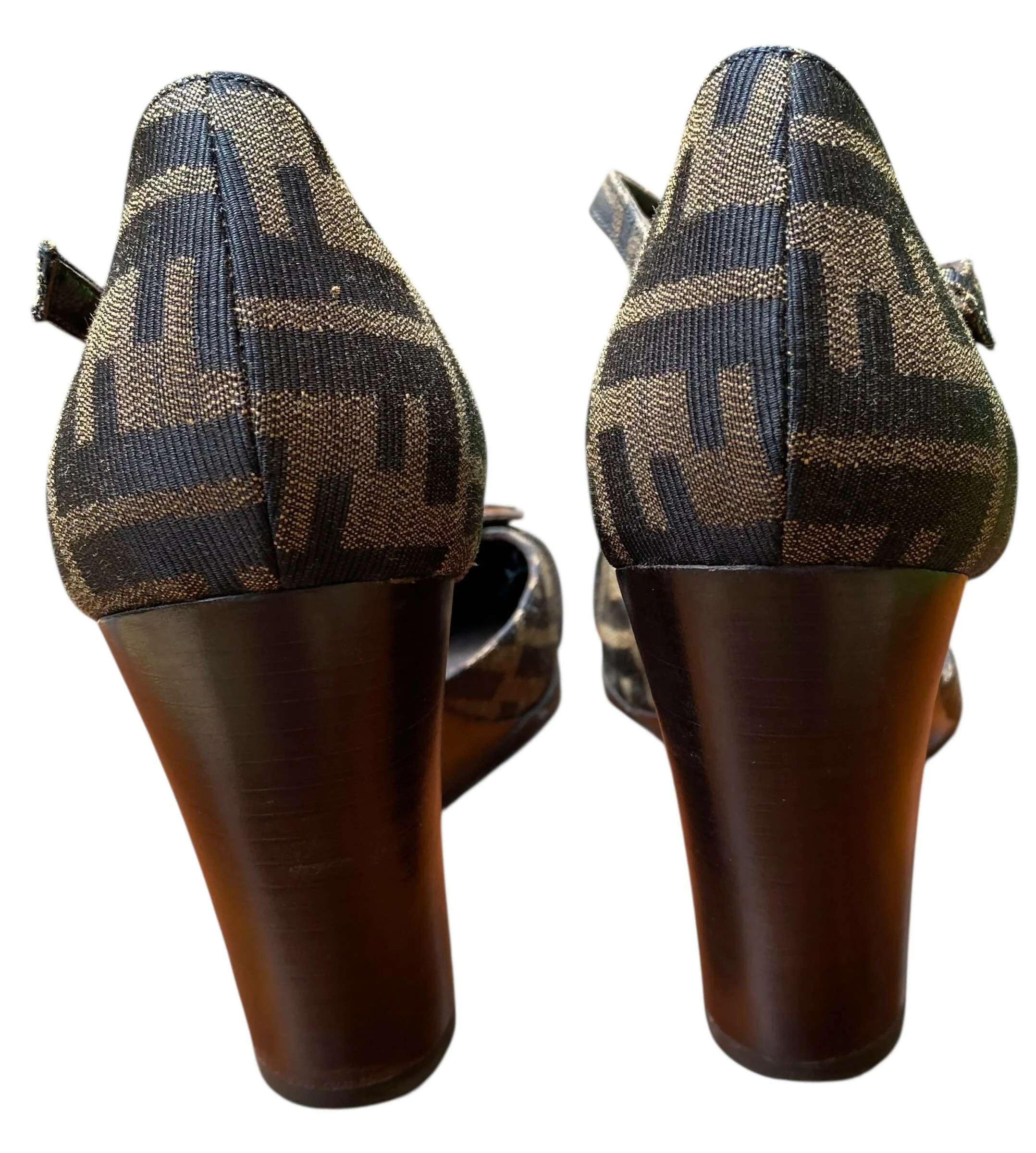 Fendi Zucca FF Logo Canvas D'Orsay Pumps Size 40 - Image 5