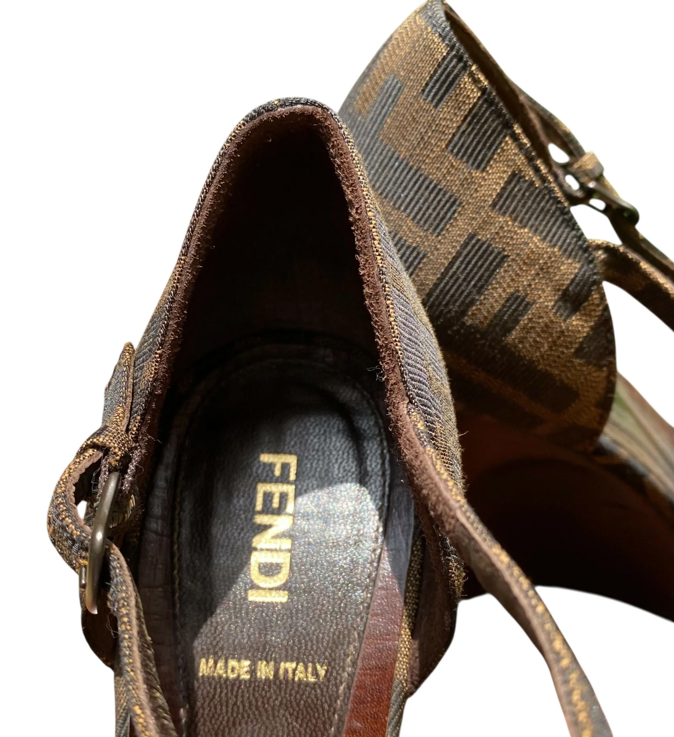 Fendi Zucca FF Logo Canvas D'Orsay Pumps Size 40 - Image 8