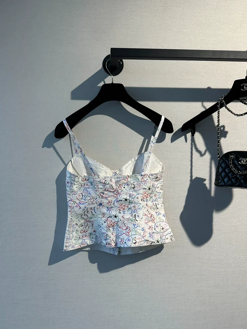 Chanel 25C White Fish Print Camisole - Image 3
