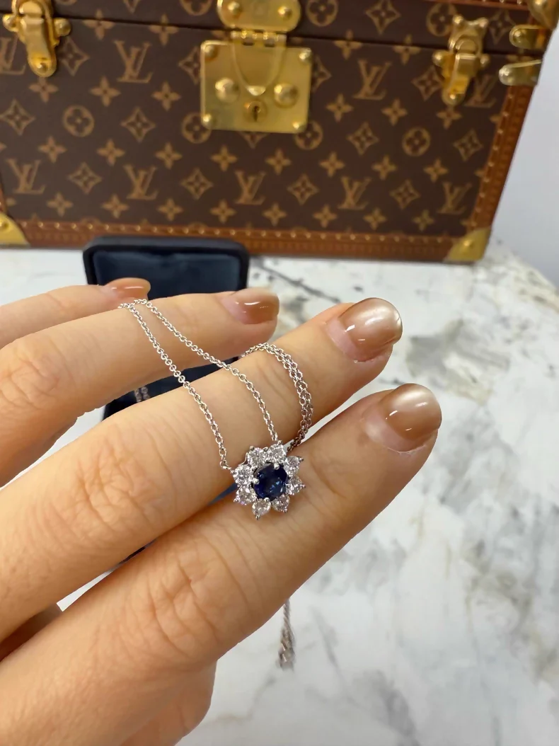 Harry Winston Sapphire Diamond Sunflower Necklace - Image 3