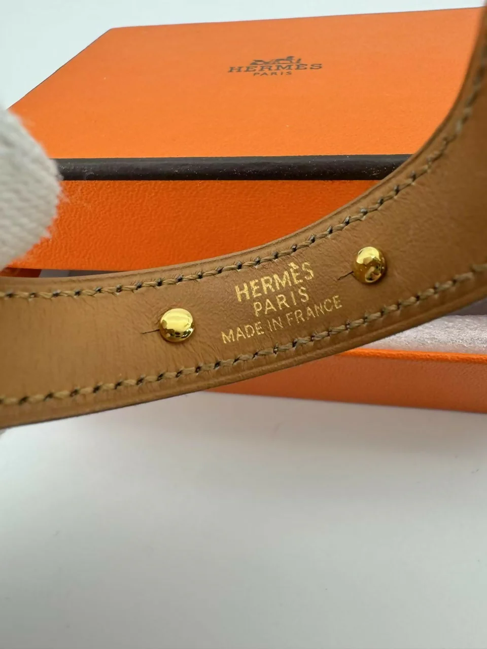 Hermes 2001 Leather and Metal Cuff Bracelet - Image 9