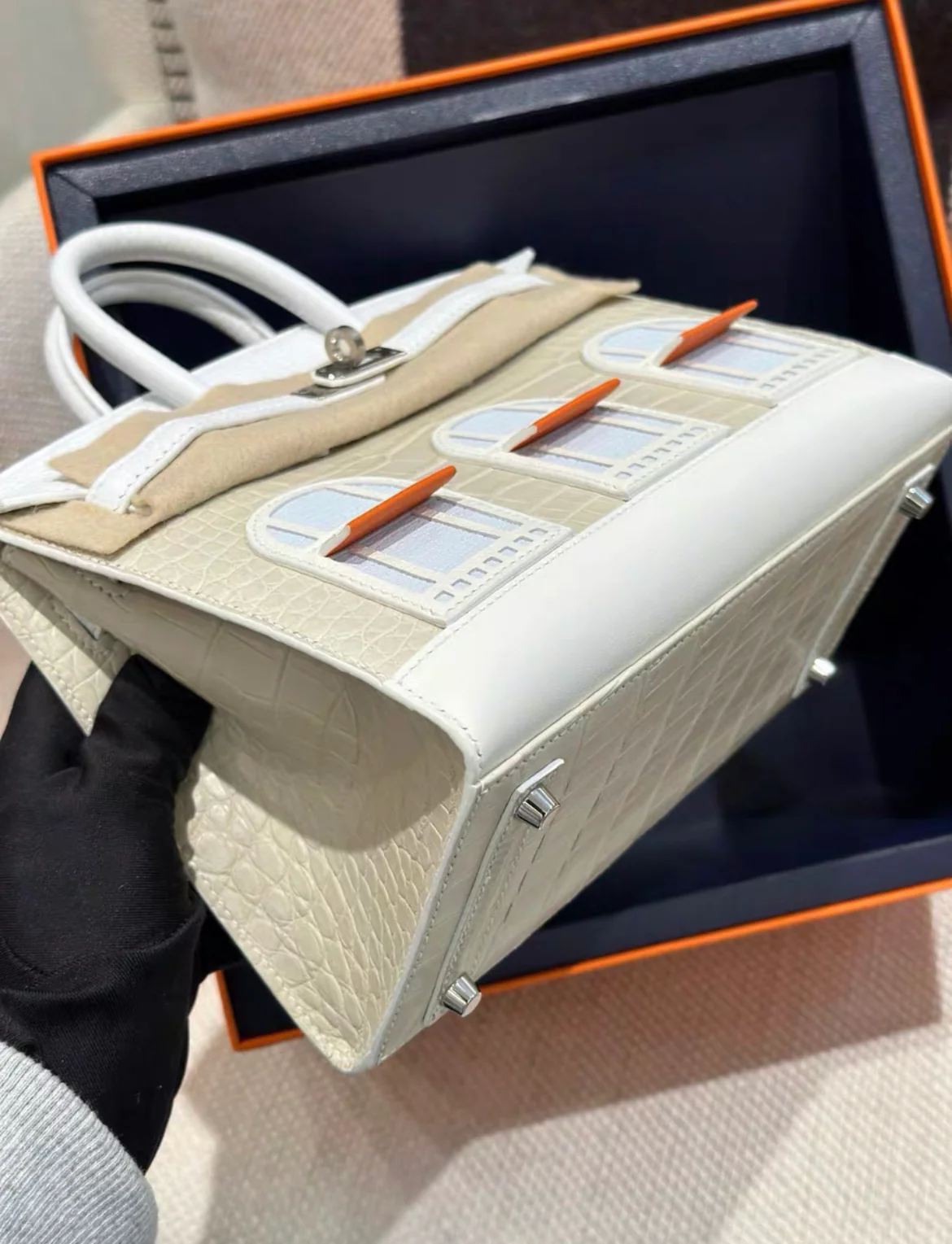 Hermès 20cm Birkin Sellier Faubourg House White Snow Palladium Hardware - Image 3