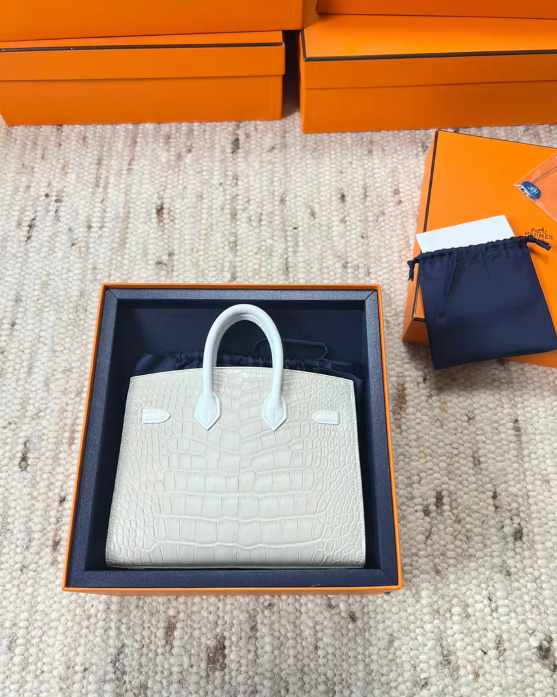 Hermès 20cm Birkin Sellier Faubourg House White Snow Palladium Hardware - Image 6