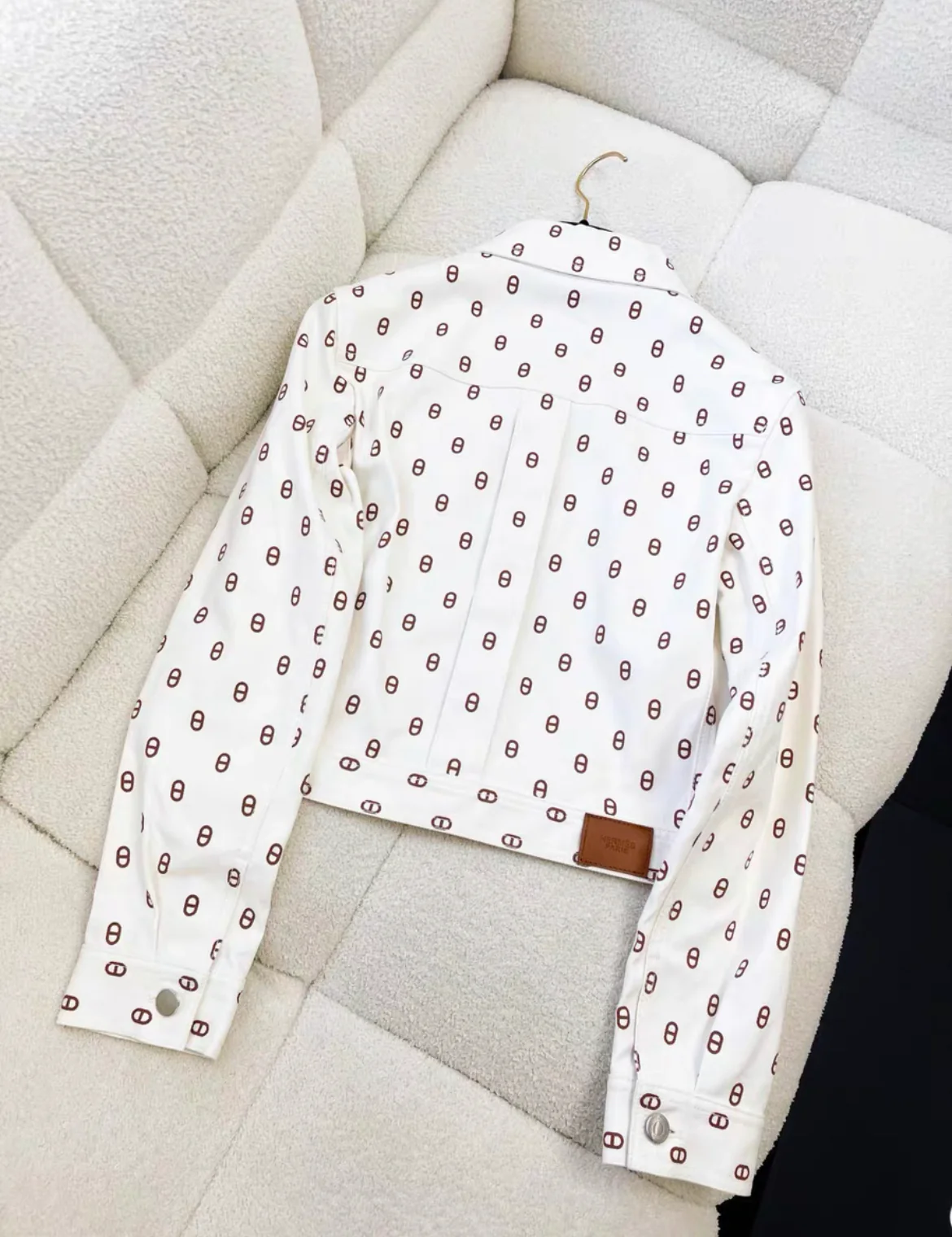 Hermès 23SS Cotton Denim Jacket size 36 Ladies' White Chaîne d'Ancre - Image 4