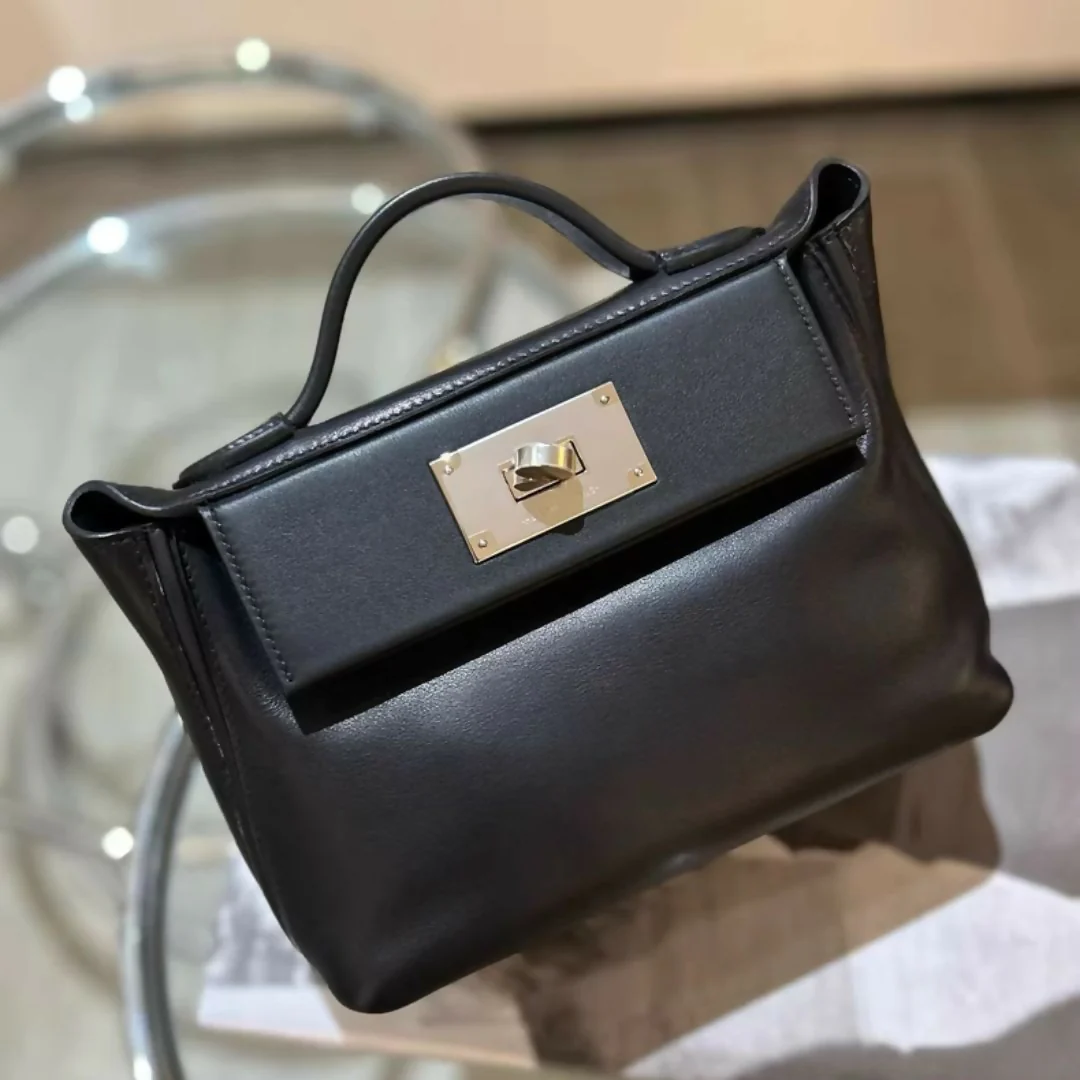HERMES MINI 24/24 BAG VOLUPTO BLACK LEATHER PALLADIUM HARDWARE - Image 2