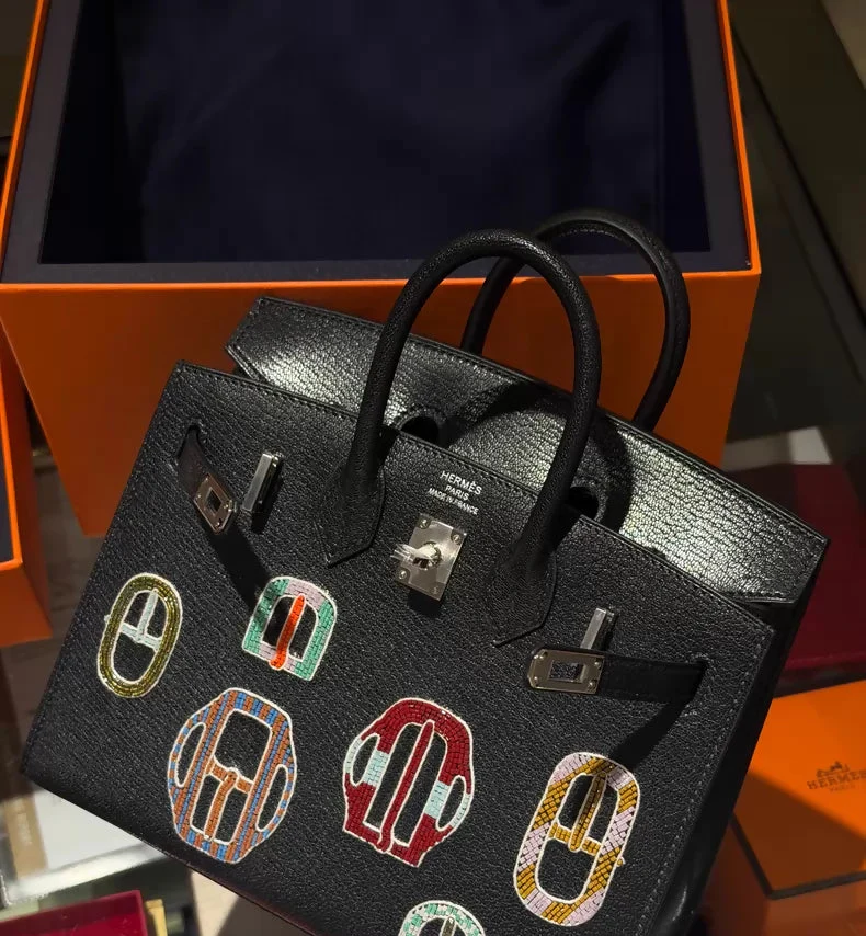 Hermes Birkin 20 Sellier Bouclerie Moderne Black Chèvre Palladium Hardware - Image 2