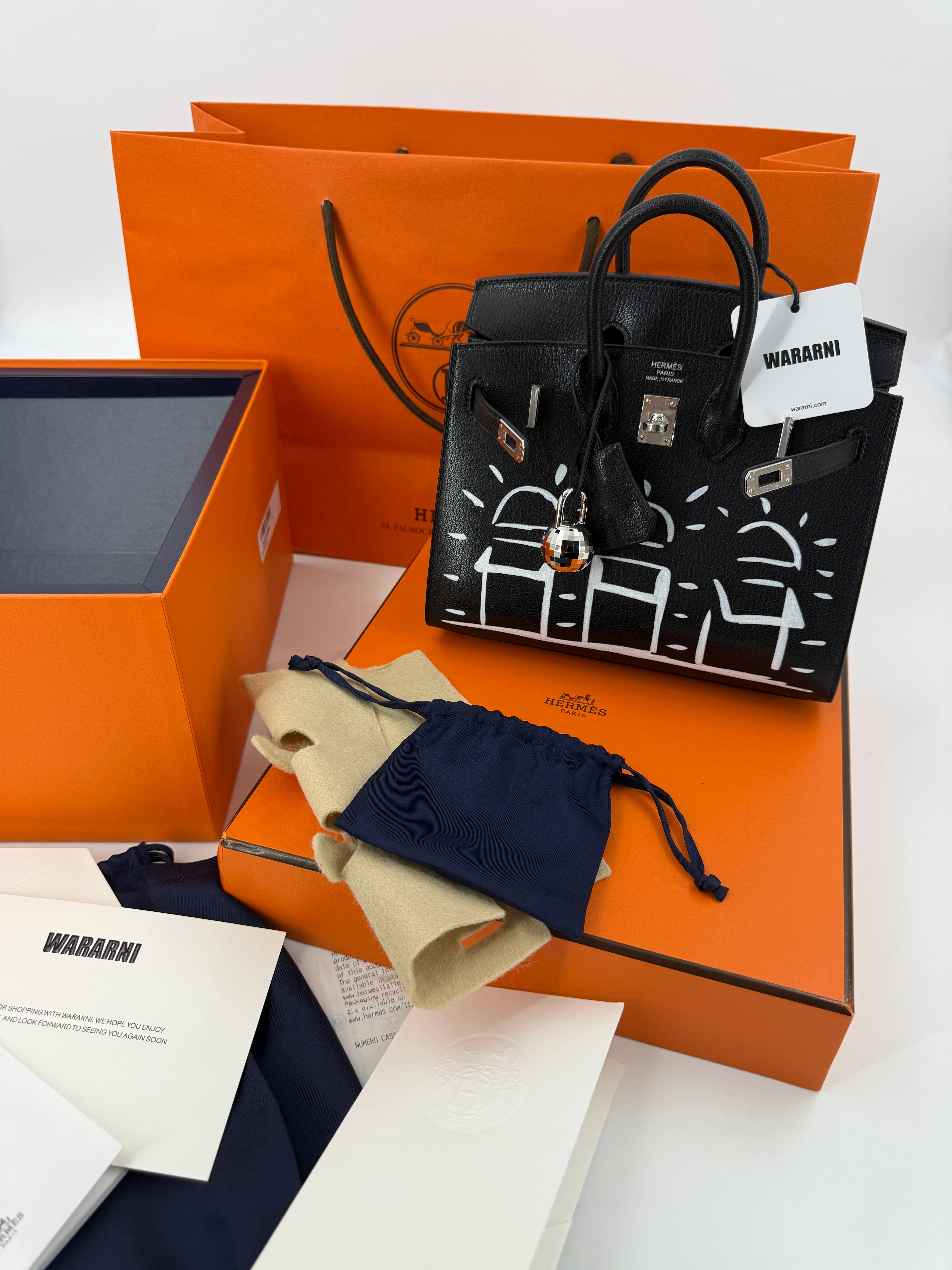 Hermès Birkin 20 Faubourg Disco – Veau Box Noir, Palladium Hardware - Image 3